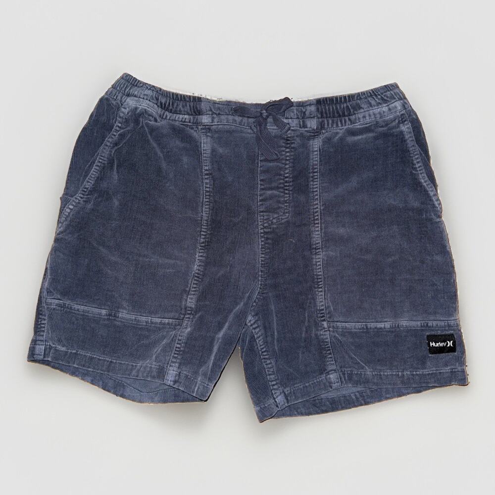 Hurley Shorts Mens M Navy Corduroy Drawstring Elastic Waist Casual Pocket Beach